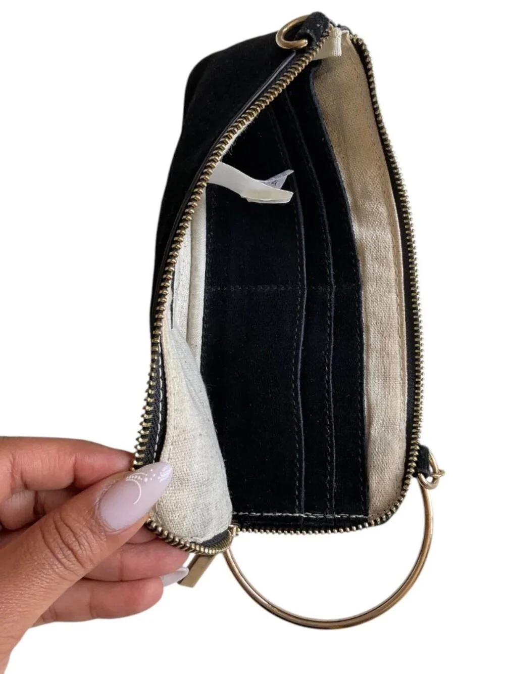 Zara Black Suede Clutch Wristlet Minimalist Clutch